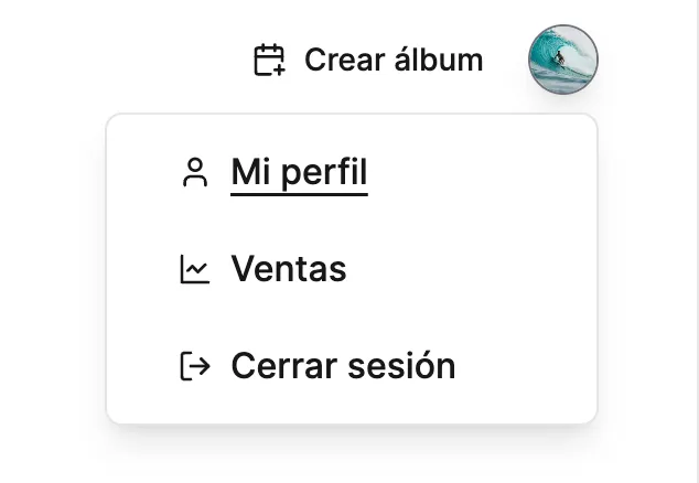 Ir a “Mi perfil” desde el menú de usuario
