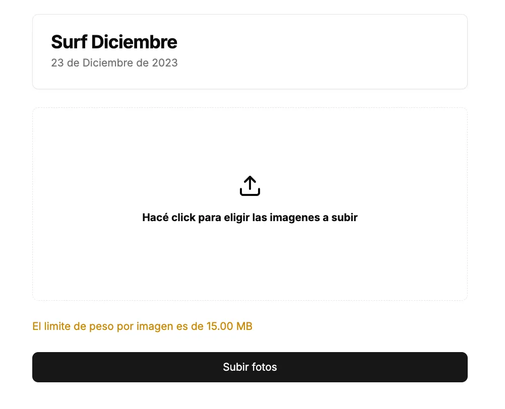 Contenedor para subir fotos